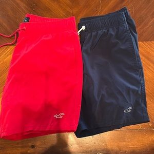 Hollister men’s shorts size S. Liner is cut out of both. Worn as shorts and swim